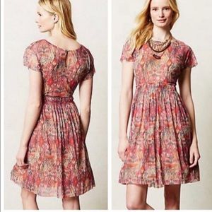 Anthropologie Weston Pink Print Dress
